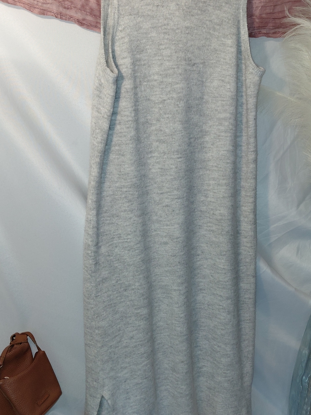 Sleeveless Knit Midi Dress in Light Gray